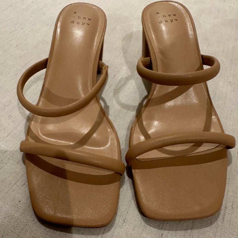 Women's Cris Wide Width Heels - A New Day™ Chestnut 6.5W